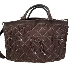 Vera Bradley Espresso Brown Microfiber Satchel Crossbody Bag With Visible Wear